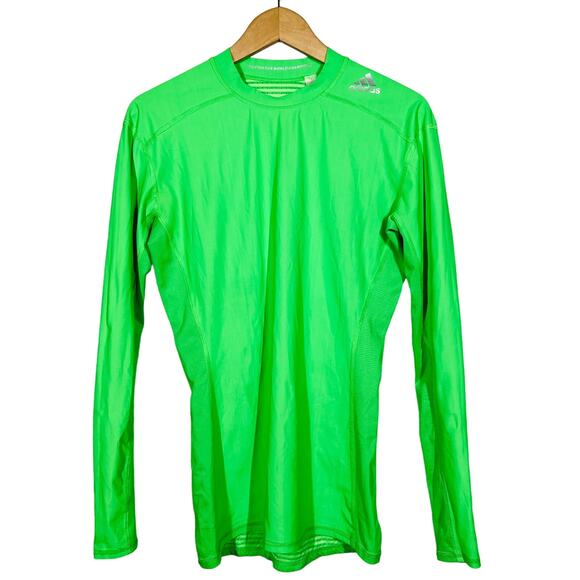 Adidas TechFit Long Sleeve Pullover Top Sport Green - M - Picture 1 of 4